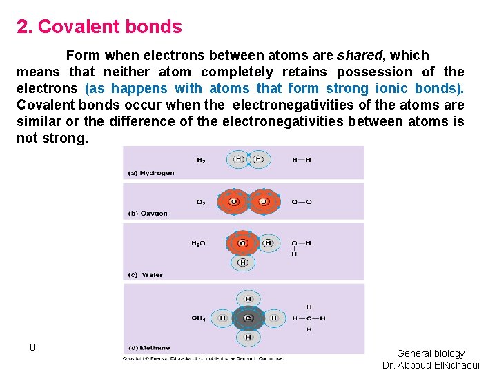 2. Covalent bonds Form when electrons between atoms are shared, which means that neither