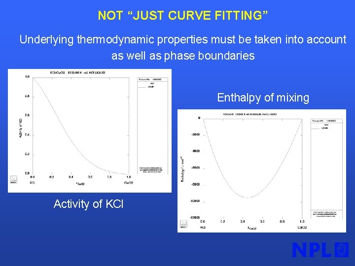NOT “JUST CURVE FITTING” Underlying thermodynamic properties must be taken into account as well