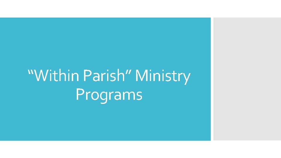 “Within Parish” Ministry Programs 