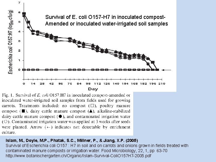 Survival of E. coli O 157 -H 7 in inoculated compost. Amended or inoculated