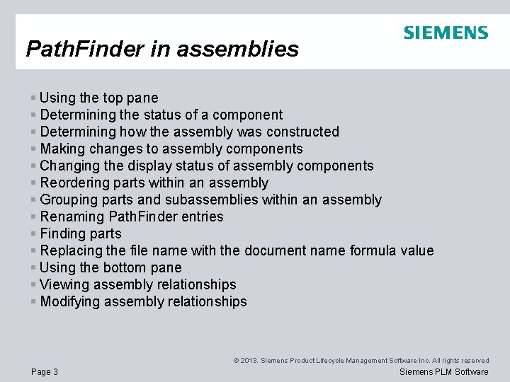Path. Finder in assemblies § Using the top pane § Determining the status of