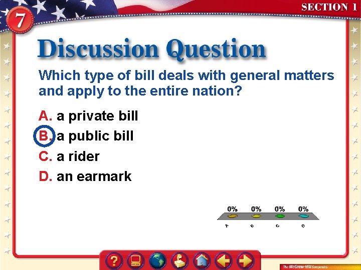 Which type of bill deals with general matters and apply to the entire nation?