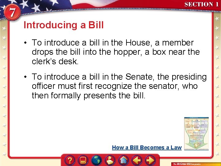 Introducing a Bill • To introduce a bill in the House, a member drops