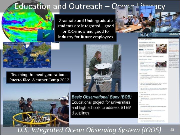 Education and Outreach – Ocean Literacy A Clear View of Tomorrow Graduate and Undergraduate
