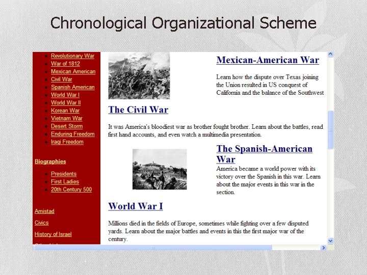 Chronological Organizational Scheme 