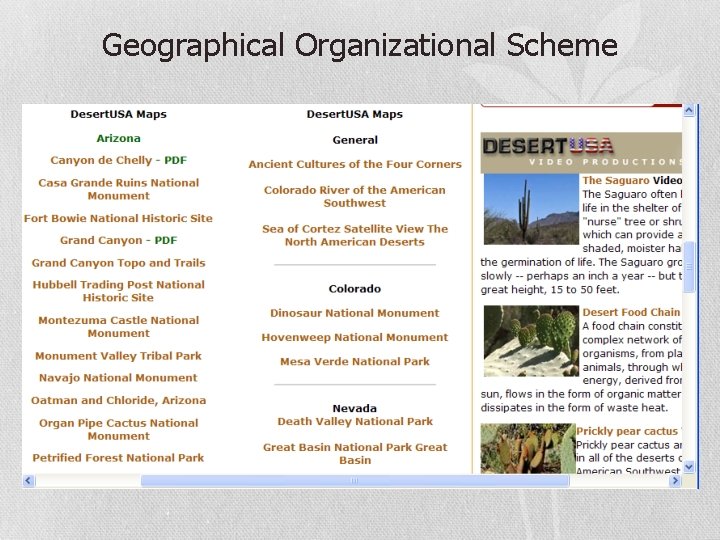 Geographical Organizational Scheme 