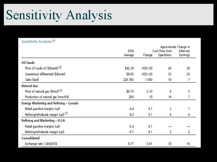 Sensitivity Analysis 