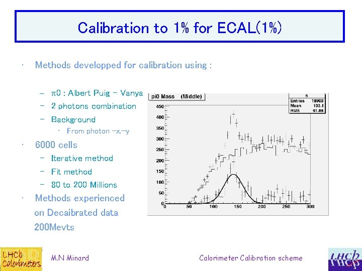 Calibration to 1% for ECAL(1%) • Methods developped for calibration using : – p