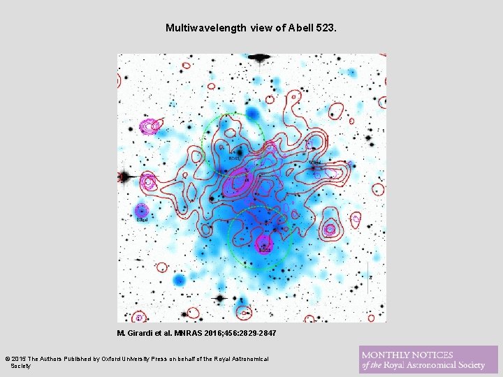 Multiwavelength view of Abell 523. M. Girardi et al. MNRAS 2016; 456: 2829 -2847