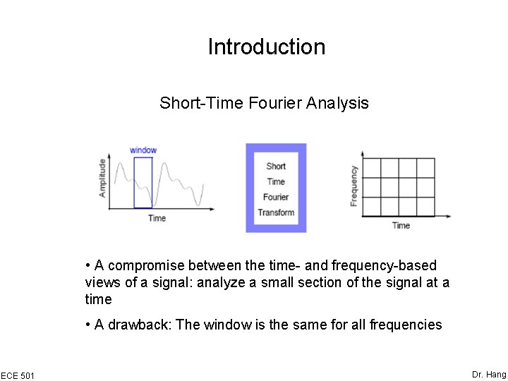 Introduction Short-Time Fourier Analysis • A compromise between the time- and frequency-based views of