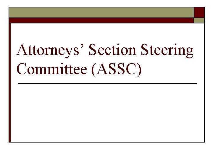 Attorneys’ Section Steering Committee (ASSC) 