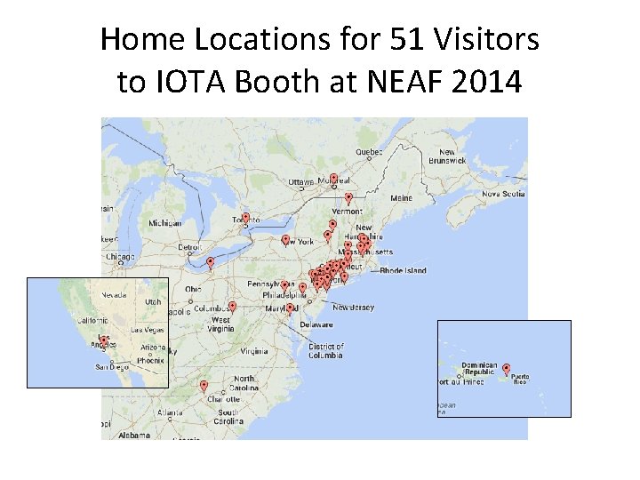 Home Locations for 51 Visitors to IOTA Booth at NEAF 2014 