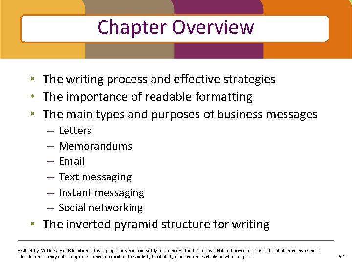 Chapter Overview Click to edit Master title style • The writing process and effective