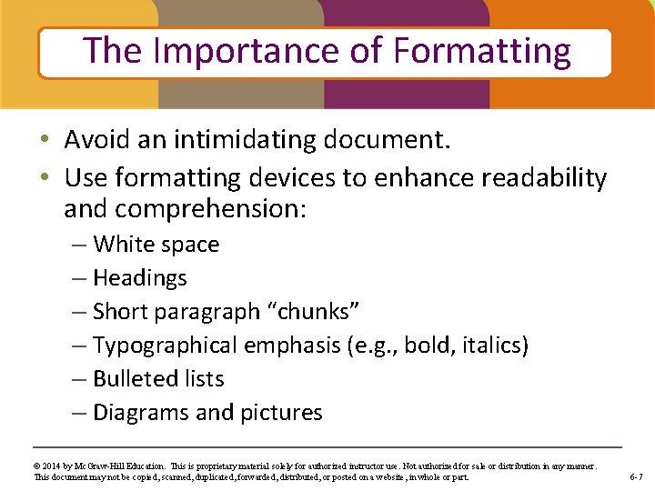 Theto. Importance Formatting Click edit Masteroftitle style • Avoid an intimidating document. • Use