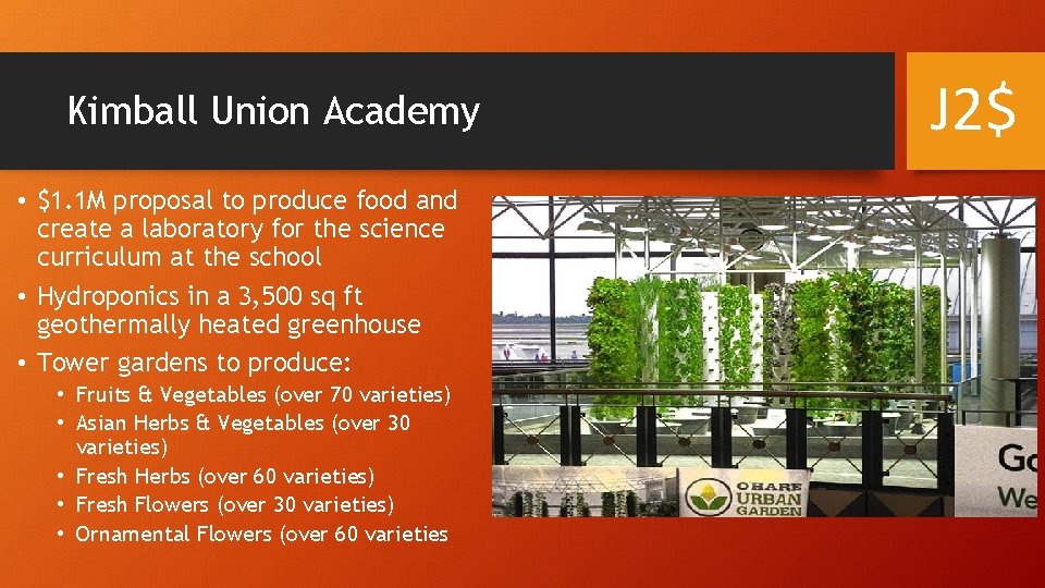 Kimball Union Academy • $1. 1 M proposal to produce food and create a