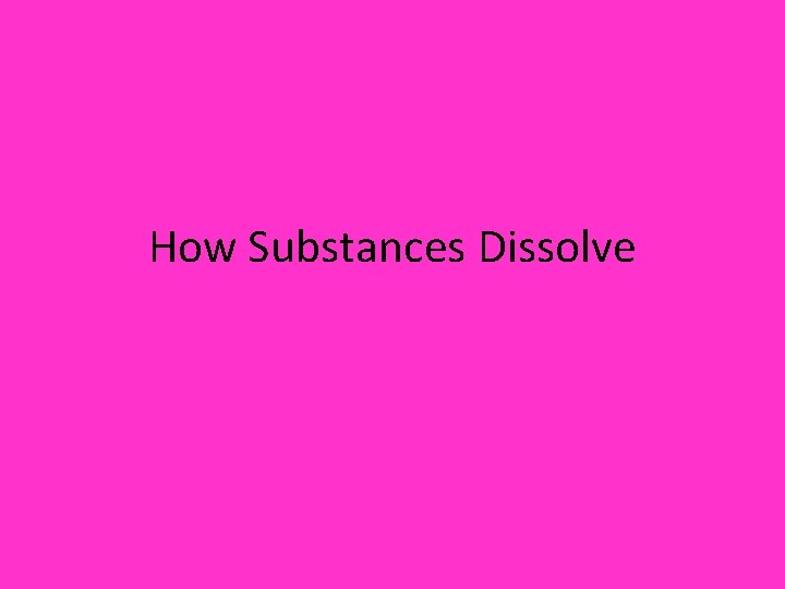 How Substances Dissolve 