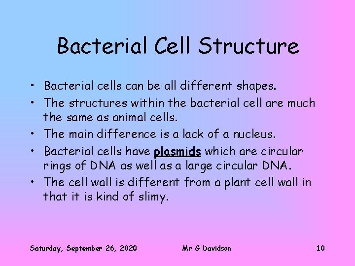 Bacterial Cell Structure • Bacterial cells can be all different shapes. • The structures