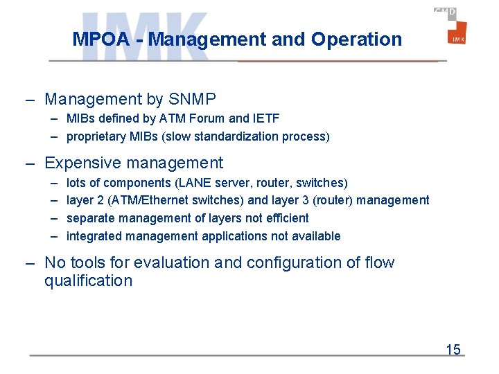 MPOA - Management and Operation – Management by SNMP – MIBs defined by ATM