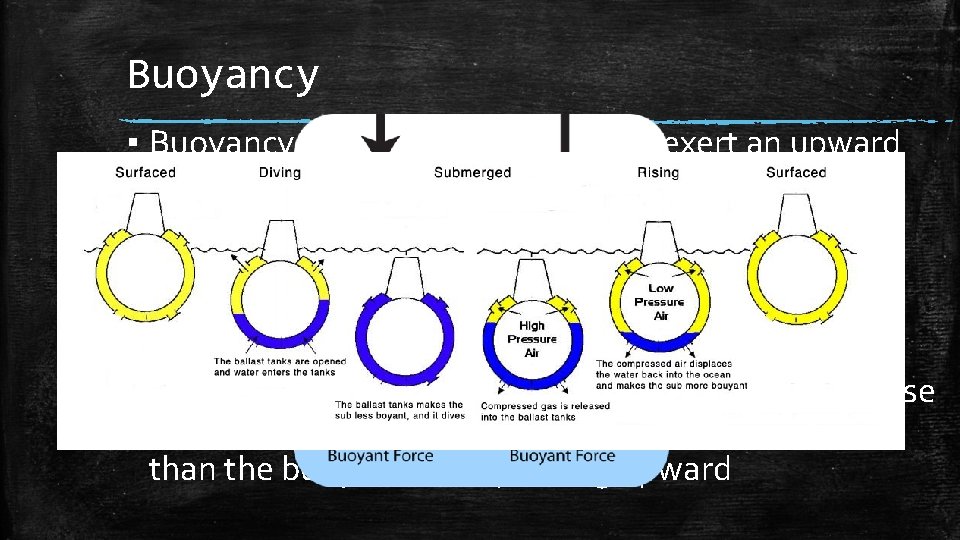 Buoyancy ▪ Buoyancy is the ability of a fluid to exert an upward force