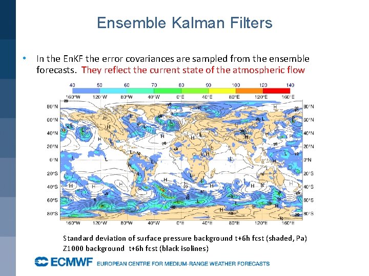 Ensemble Kalman Filters • In the En. KF the error covariances are sampled from