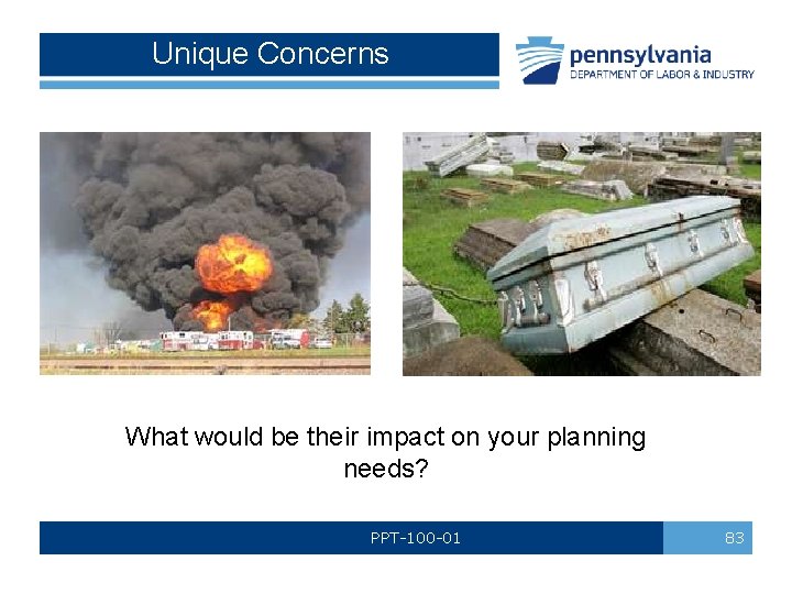 Unique Concerns What would be their impact on your planning needs? PPT-100 -01 83