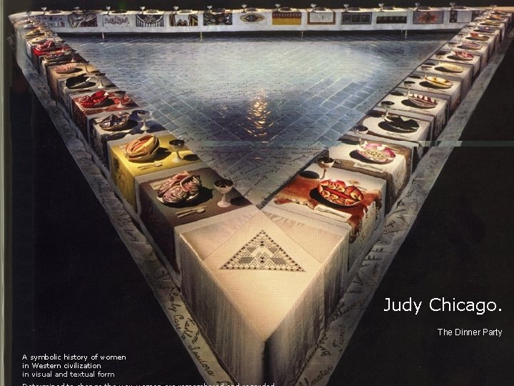 Judy Chicago. The Dinner Party A symbolic history of women in Western civilization in