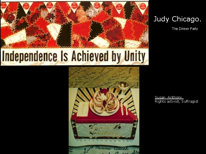 Judy Chicago. The Dinner Party Susan Anthony, Rights activist, Suffragist 