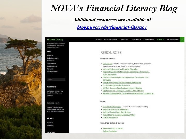 NOVA’s Financial Literacy Blog Additional resources are available at blogs. nvcc. edu/financial-literacy 