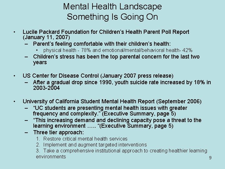 Mental Health Landscape Something Is Going On • Lucile Packard Foundation for Children’s Health