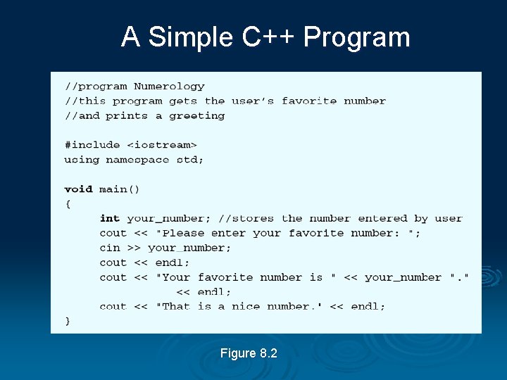 A Simple C++ Program Figure 8. 2 A Simple C++ Program Figure 8. 2
