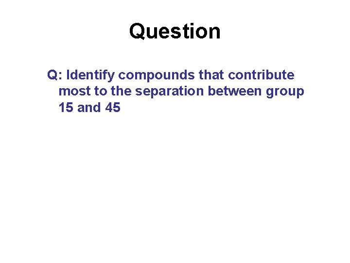 Question Q: Identify compounds that contribute most to the separation between group 15 and