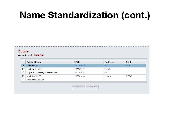 Name Standardization (cont. ) 