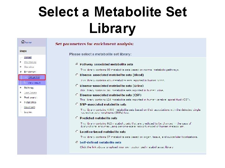 Select a Metabolite Set Library 