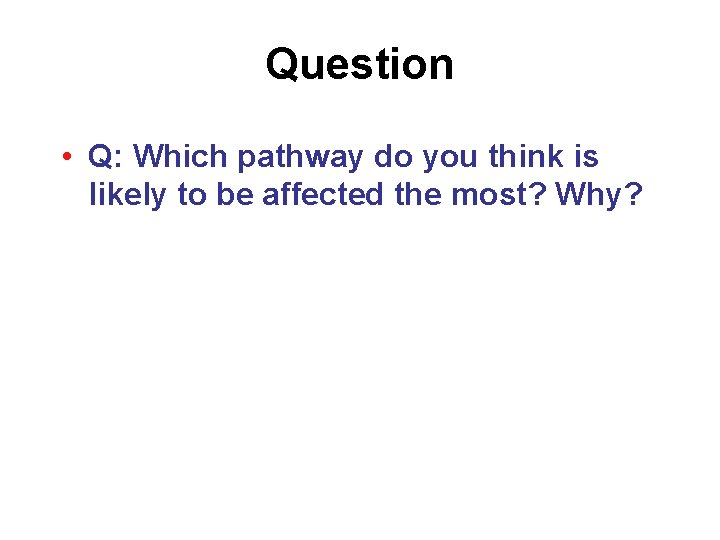 Question • Q: Which pathway do you think is likely to be affected the