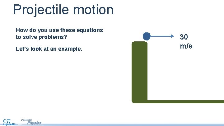 Projectile motion How do you use these equations to solve problems? Let’s look at