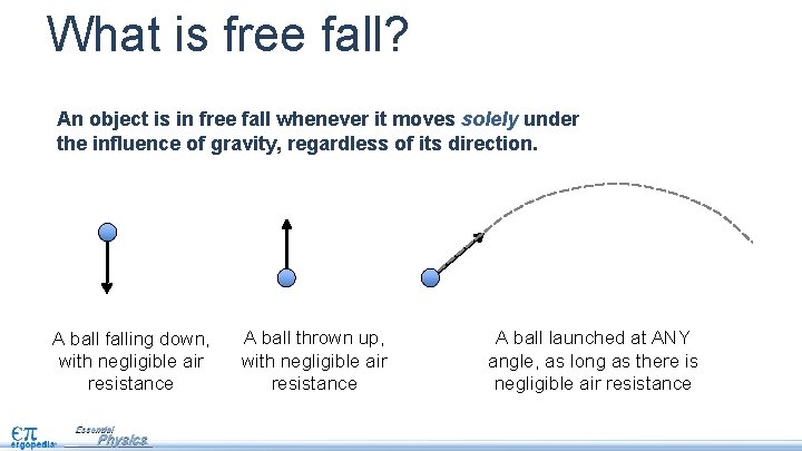 What is free fall? An object is in free fall whenever it moves solely What is free fall? An object is in free fall whenever it moves solely