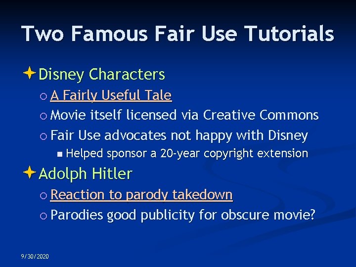 Two Famous Fair Use Tutorials Disney Characters A Fairly Useful Tale Movie itself licensed