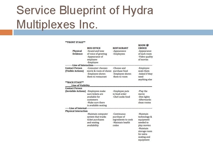 Service Blueprint of Hydra Multiplexes Inc. 