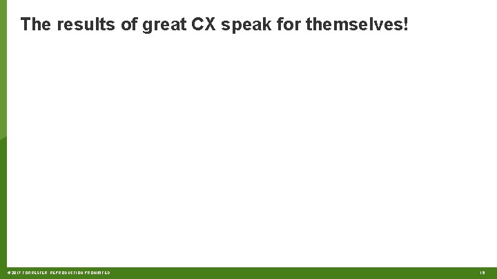 The results of great CX speak for themselves! © 2017 FORRESTER. REPRODUCTION PROHIBITED. 15