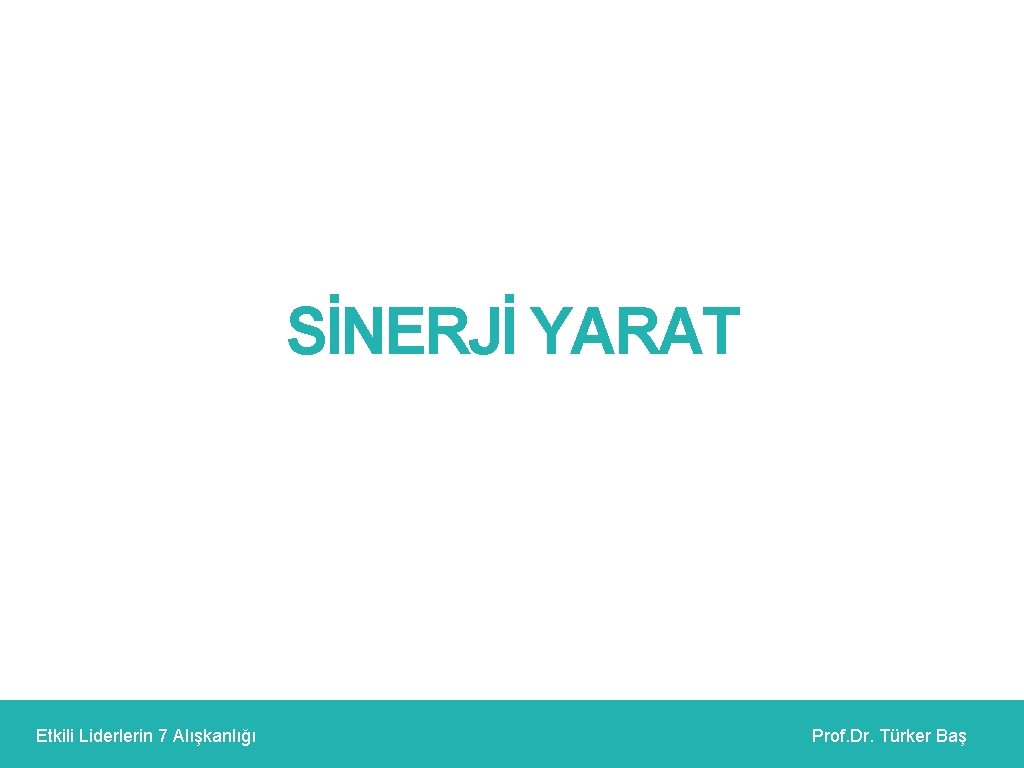 SİNERJİ YARAT Etkili Liderlerin 7 Alışkanlığı Prof. Dr. Türker Baş 