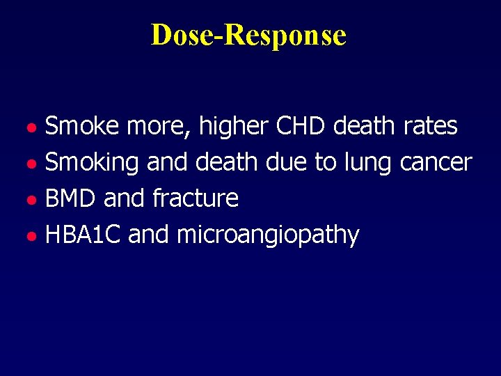 Dose-Response · Smoke more, higher CHD death rates · Smoking and death due to