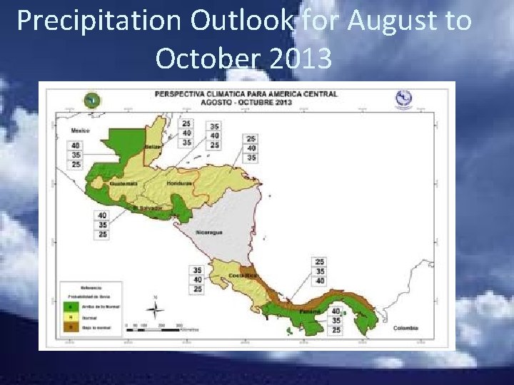 Precipitation Outlook for August to October 2013 