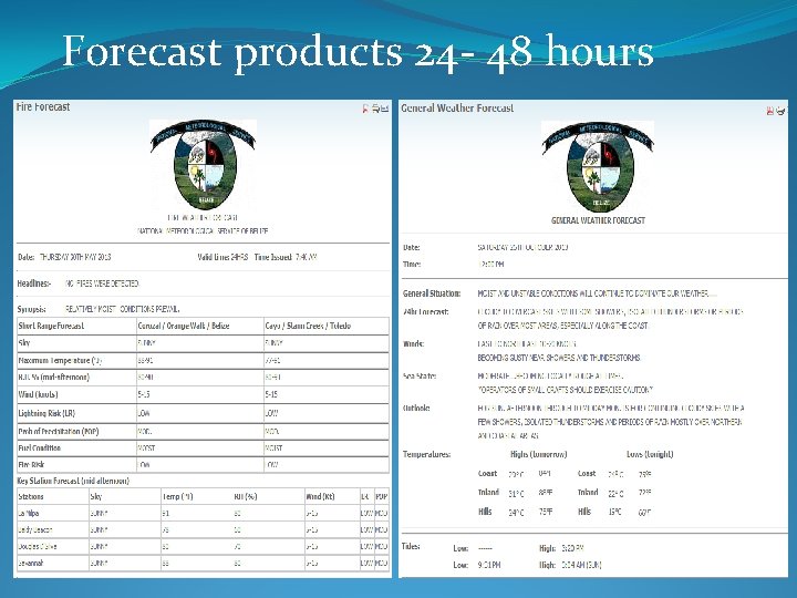 Forecast products 24 - 48 hours 