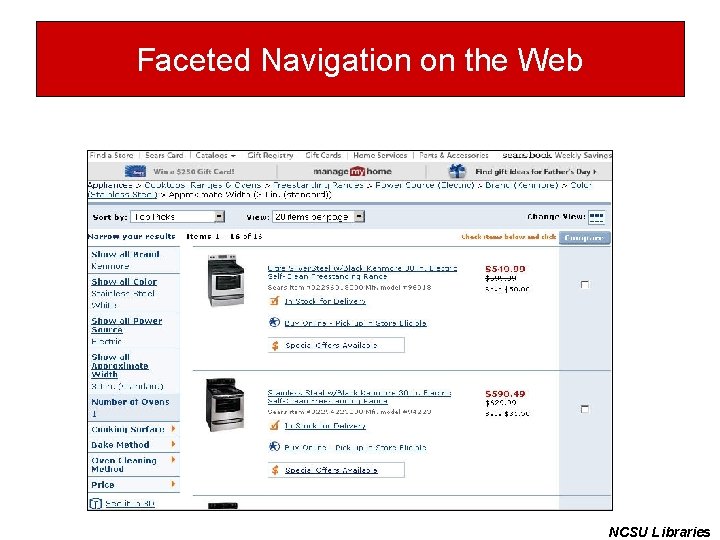 Faceted Navigation on the Web NCSU Libraries 