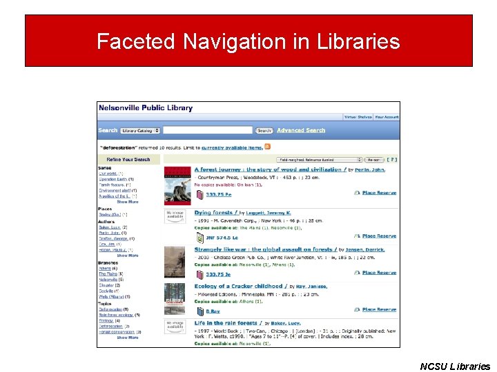 Faceted Navigation in Libraries NCSU Libraries 