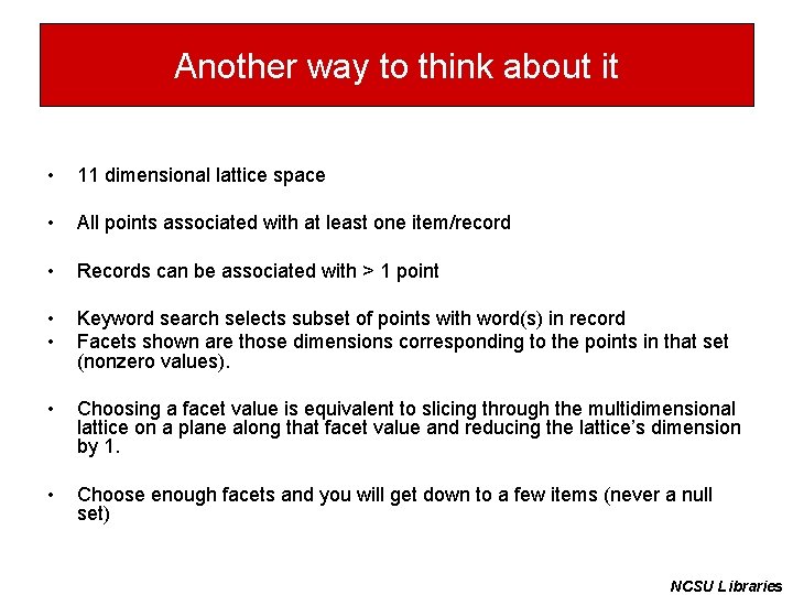 Another way to think about it • 11 dimensional lattice space • All points