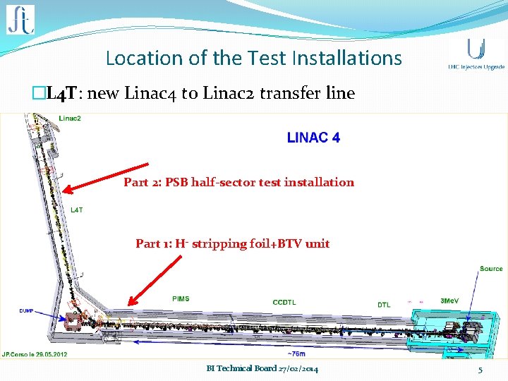 Location of the Test Installations �L 4 T: new Linac 4 to Linac 2