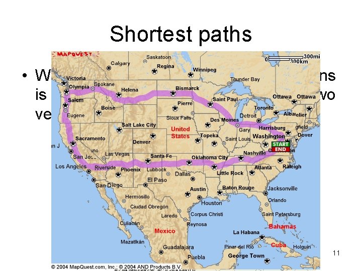 Shortest paths • What is really needed in most applications is finding the shortest