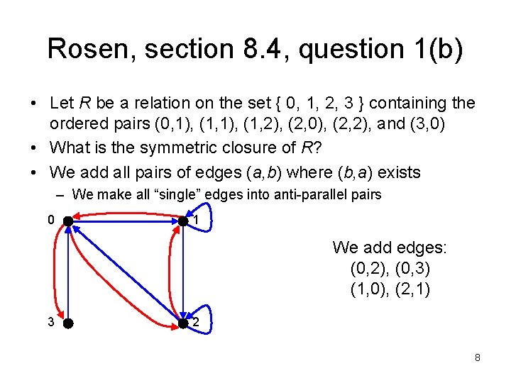 Rosen, section 8. 4, question 1(b) • Let R be a relation on the
