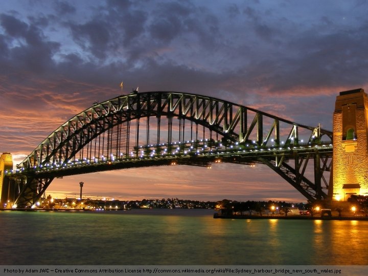 Photo by Adam JWC – Creative Commons Attribution License http: //commons. wikimedia. org/wiki/File: Sydney_harbour_bridge_new_south_wales.